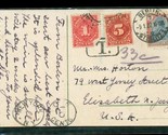 Vintage Postcard Postal History Berlin Germany to USA Postage Due Multi ... - $12.86