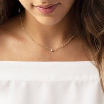 Double Layer Pearl Necklace Handmade Jewelry Gold Filled Choker  Pendants Boho C - £55.44 GBP