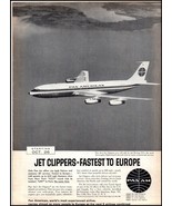 1950s Pan Am Pan American Airlines PRINT AD Jet Clippers - Fastest To Eu... - €5,73 EUR