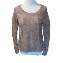 American Eagle Sweater Women Small Tan Cable Open Knit Back Long Sleeve ... - $9.37