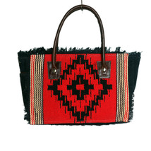 Challenger Women Canvas Handwoven Brown Leather Handbag Tote Purse 17RT2117 - $49.99