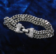 GOLDETTE Chunky Silver-tone Double Chain Link BRACELET 1960s - 7 1/4 inc... - $55.00