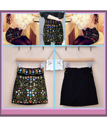 Old World Renaissance Princess Multi Jeweled Black Velvet Mini Skirt    - £54.53 GBP