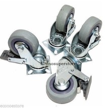 SET OF 4 SWIVEL PLATE CASTERS 3&quot; WHEELS With  BRAKES for MATERIAL HANDLING - $25.23