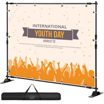 VEVOR 8x10Ft Banner Stand Heavy-Duty Backdrop Telescopic Adjustable Repe... - £67.73 GBP