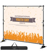 VEVOR 8x10Ft Banner Stand Heavy-Duty Backdrop Telescopic Adjustable Repe... - £70.33 GBP