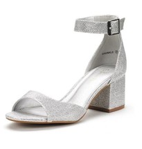 Womens Ankle Strap Open Toe Low Chunky Block Heel Sandals Wedding Party ... - £19.90 GBP