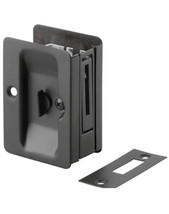 Onward 1701FBPSBC Pocket Door Pull with Privacy Lock - Rectangular, Black - $10.85