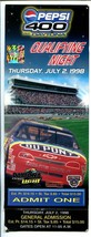 Daytona Int&#39;l Speedway NASCAR Race Ticket  7/2/98-Pepsi 400 Qualifying Night -VG - £21.82 GBP