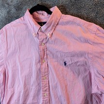 Ralph Lauren Dress Shirt Mens 17.5 34/35 Pink Striped Classic Fit Button Up - $13.89