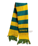 Vintage Seattle Super Sonics Winter Scarf Football Green Yellow knit 5ft... - £46.43 GBP