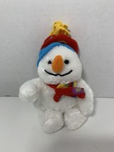 Dandee small plush snowman Christmas stuffed toy red polka dot hat rainbow scarf - £7.78 GBP