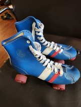 vintage official roller derby metal roller skates vtg 1970s blue white r... - £15.12 GBP