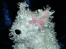 GANZ WEBKINS HM106 - white curly shaggy terrier pink check bow 8&quot; - NWOT - £7.90 GBP