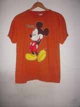 Vintage 1980&#39;s Mickey Mouse Orange T Shirt Disney Florida Kate Moss Style Punk - £7.91 GBP