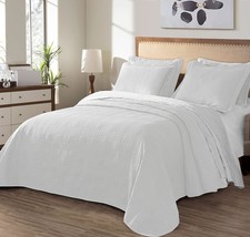 King, White, Kingston 3-Piece Oversized Bedspread Coverlet Set From Chezmoi - £44.79 GBP