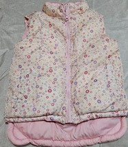 Girl Connection Pink Floral Reversible Bubble Puffer Winter Vest Size 6x - £7.08 GBP
