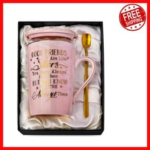 Unique Friendship Mug - 14oz Pink Ceramic with Spoon &amp; Lid - Perfect for... - $446.45 MXN