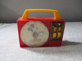 VINTAGE MICKEY MOUSE Wind-Up TOY CLOCK RADIO Walt Disney Co. ILLCO works - $17.81