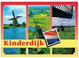 Holland Netherlands Postcard Multi View Kinderdijk Windmills - £2.36 GBP