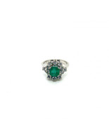 1.00 Carat Emerald and .64 Carat RBC VS2/G Diamond 18K White Gold Ring - £3,299.90 GBP