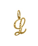 Genuine 14K Yellow Gold 0.78&quot; Fancy Cursive Script Letter Initial &#39;L&#39; Pe... - $119.37 CAD