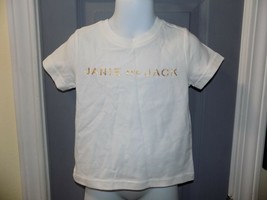 JANIE AND JACK  White T-Shirt W/Gold Logo Size 18/24 Months Girl&#39;s NEW - £15.73 GBP