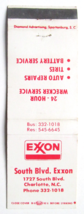 South Blvd. Exxon - Charlotte, North Carolina 20 Strike Matchbook Cover Match NC - £1.37 GBP