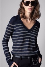 Zadig &amp; Voltaire Missia Stripes Jumper Sweater V-Neck Pullover Top Sz S,... - $84.14