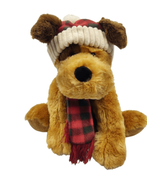 Christmas Dog Puppy Red Plaid Scarf Hat Hugfun International Plush Stuff... - £9.66 GBP