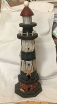 Wooden Lighthouse 14 Inches Tall  - $214.58 MXN