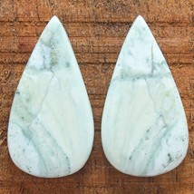 32.10 Cts Natural Green Lace Agate Loose Gemstones Match Pair 31mm X 16m... - $3.74