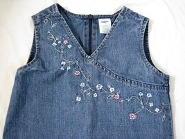 Girls Size 12 Old Navy Denim Sleeveless Dress Jumper Embroidered Cotton - $10.67