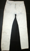 New NWT Womens 28 Designer Helmut Lang Italy Jeans White Skinny Destroyed Ripped - £202.74 GBP