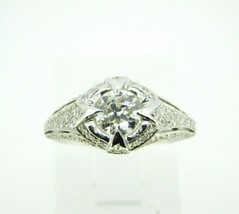 Authenticity Guarantee 
Art Deco 18k White Gold Genuine Natural Diamond Ring ... - £3,492.30 GBP