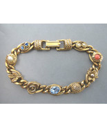 Vintage Signed GOLDETTE Jeweled Rhinestone and Faux Pearl BRACELET - 7 1/2 in. - $65.00