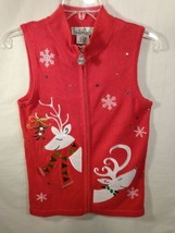 Nouveaux Petite PS Christmas Reindeer Embellished Vest Ugly Sweater - £19.38 GBP
