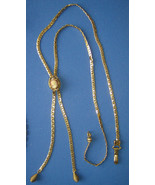 Vintage Signed GOLDETTE LARIAT NECKLACE with a Faux CAMEO SLIDE - 32 inches  - $60.00
