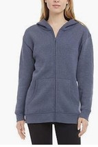 Danskin Women&#39;s Ultra Cozy Fleece Full Zip Hooded Jacket Heather Stonewash - £23.87 GBP