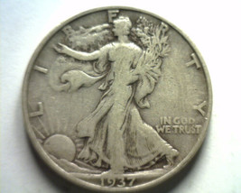 1937-S WALKING LIBERTY HALF FINE F NICE ORIGINAL COIN BOBS COINS FAST SH... - $19.00