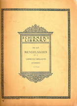  Schirmer&#39;s Library Vol. 1187 Mendelssohn Capriccio Brillante - $23.00