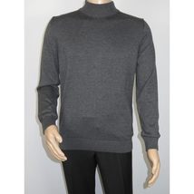Men's Sweater Knit By BRANGO Turkey Mock Neck Cotton Blend 21050 Charcoal image 10