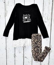 $59 Beary Basics Lace Boatneck Tunic &amp; Leopard Legging Ready To Rock S NWOT - $9.92