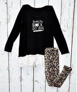 $59 Beary Basics Lace Boatneck Tunic &amp; Leopard Legging Ready To Rock S NWOT - £13.20 GBP