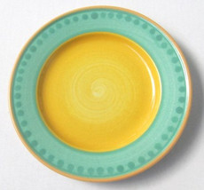 Epoch Collection Rim Style Salad Plate Yellow &amp; Green Potter&#39;s Wheel Design - £15.71 GBP