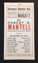 Robert Mantell &quot;JULIUS CAESAR&quot; Harmanus Bleeker Hall New York 1913 Flyer - £30.56 GBP