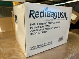 10 Boxes of RediBagUSA Small Hybrid Food Service Gloves Latex Powder Free Blue - £48.59 GBP