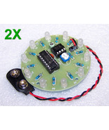 2x ASSEMBLED Round BLUE Frosted LED Chaser Scroller KIT 5-12V DIY (NE555... - $21.34