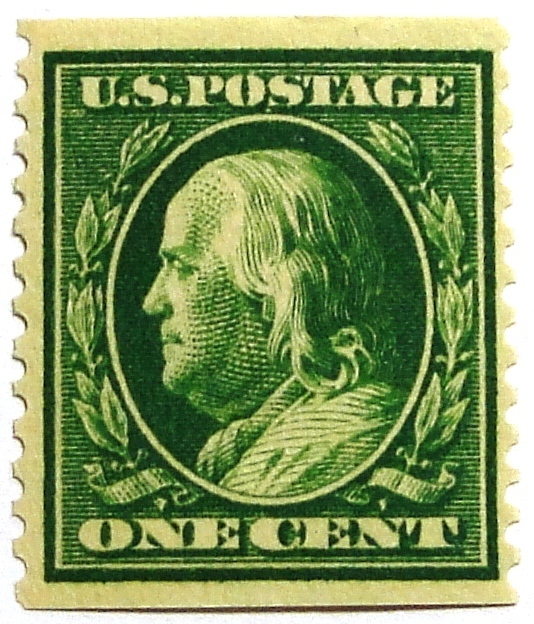 1910 1c Franklin, Green Coil Scott 387 Mint F/VF NH - £109.10 GBP