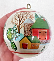 Vintage 1980 Memories of Home Horse Sleigh Snow Satin Ball Ornament 2 1/2" - $8.42